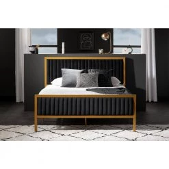 Maliza Black and Gold Queen Size Bed 63 in. W with Headboard by South Shore -South Shore Shop black and gold south shore platform beds 13478 31 1000