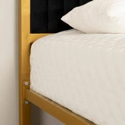 Maliza Black and Gold Queen Size Bed 63 in. W with Headboard by South Shore -South Shore Shop black and gold south shore platform beds 13478 4f 1000