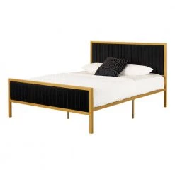 Maliza Black and Gold Queen Size Bed 63 in. W with Headboard by South Shore -South Shore Shop black and gold south shore platform beds 13478 76 1000