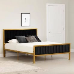 Maliza Black and Gold Queen Size Bed 63 in. W with Headboard by South Shore -South Shore Shop black and gold south shore platform beds 13478 c3 1000