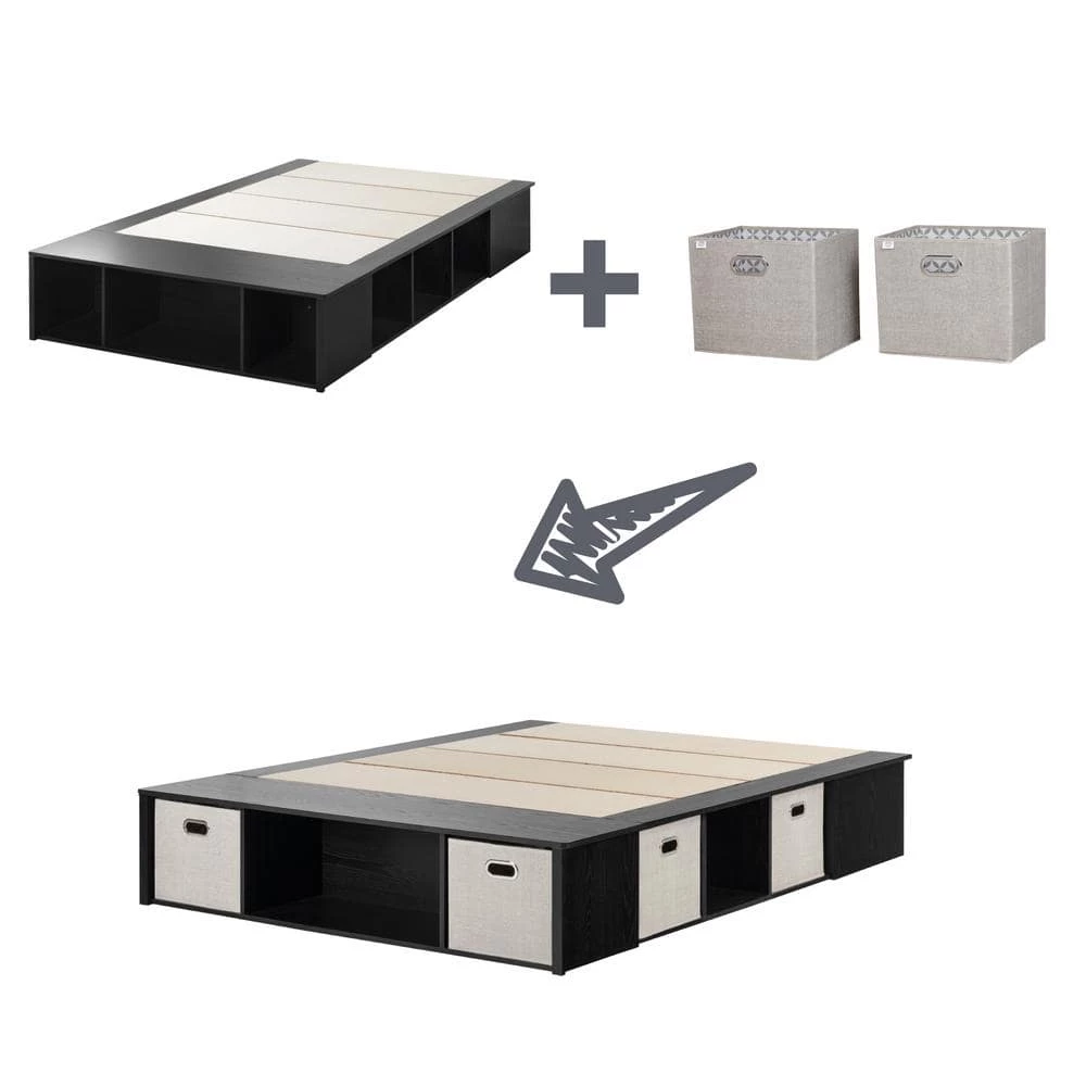 Flexible Black Oak Full-Size Storage Bed by South Shore 6 Flexible Black Oak Full-Size Storage Bed by South Shore - Image 6