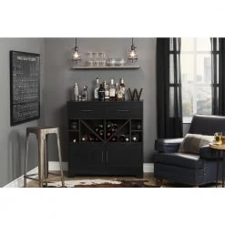 Vietti Bar Cabinet with Bottle Storage and Drawers, Black Oak by South Shore -South Shore Shop black oak south shore sideboards buffet tables 10470 31 1000