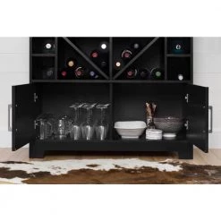 Vietti Bar Cabinet with Bottle Storage and Drawers, Black Oak by South Shore -South Shore Shop black oak south shore sideboards buffet tables 10470 d4 1000
