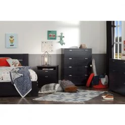 Reevo 1-Drawer Black Onyx Nightstand by South Shore -South Shore Shop black onyx south shore nightstands 10260 76 1000
