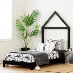 Sweedi Matte Black Twin Bed by South Shore -South Shore Shop black south shore kids beds 12551 4f 1000