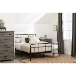 Versa Queen-Size Metal Platform Bed in Black by South Shore