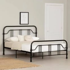 Avilla Black Queen Size Bed 63.5 in. W with Headboard by South Shore -South Shore Shop black south shore platform beds 14353 c3 1000