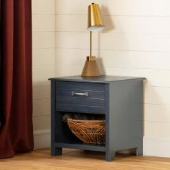 Asten 1 -Drawer Blueberry Nightstand 22.5 in. H x 21.75 in. W x 17.5 in. D by South Shore -South Shore Shop blueberry south shore kids nightstands 12725 4f 1000