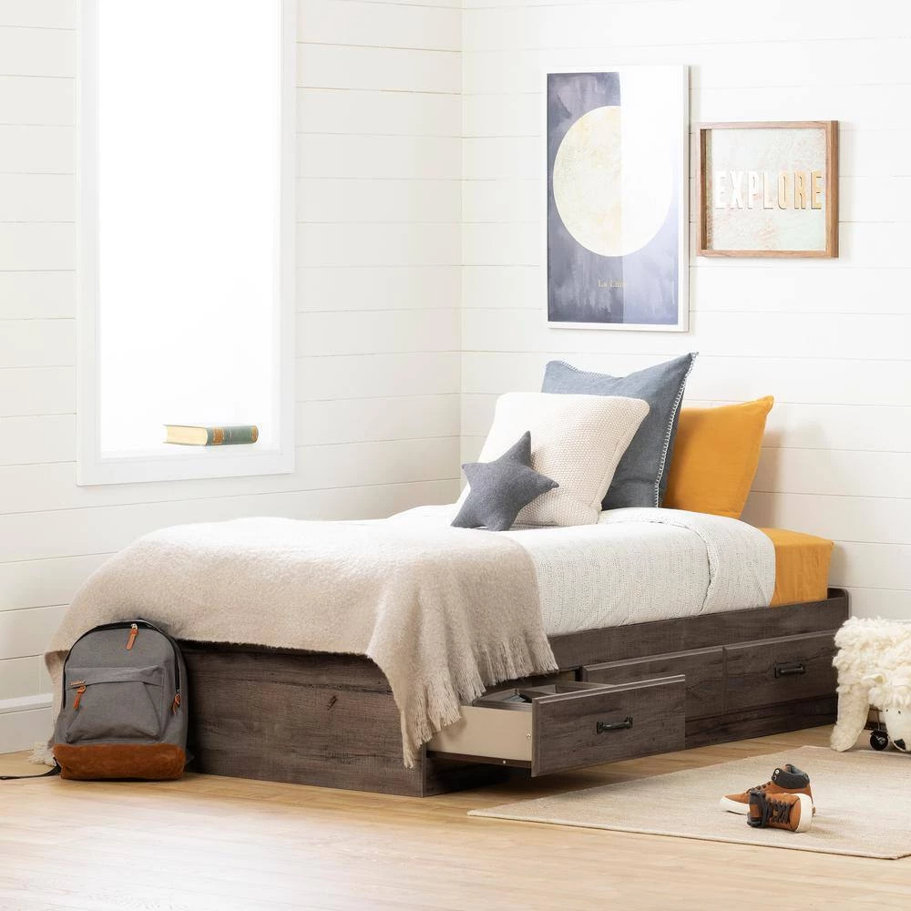 Asten Brown Fall Oak Twin Bed by South Shore 8 Asten Brown Fall Oak Twin Bed by South Shore - Image 8