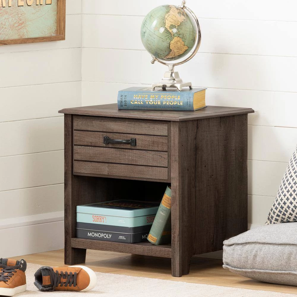 Ulysses 1-Drawer Fall Oak Nightstand by South Shore 4 Ulysses 1-Drawer Fall Oak Nightstand by South Shore - Image 4