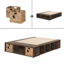 Avilla Fall Oak Full Storage Bed with Baskets by South Shore -South Shore Shop fall oak south shore platform beds 13415 44 1000