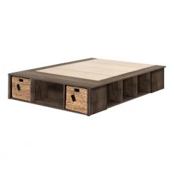Avilla Fall Oak Full Storage Bed with Baskets by South Shore