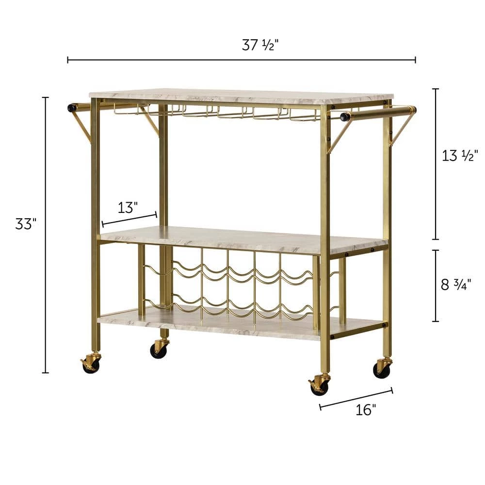 Maliza Bar Cart with Wine Bottle Storage and Wine Glass Rack Faux Carrara Marble by South Shore 5 Maliza Bar Cart with Wine Bottle Storage and Wine Glass Rack Faux Carrara Marble by South Shore - Image 5