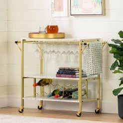 Maliza Bar Cart with Wine Bottle Storage and Wine Glass Rack Faux Carrara Marble by South Shore 16 Maliza Bar Cart with Wine Bottle Storage and Wine Glass Rack Faux Carrara Marble by South Shore -South Shore Shop faux carrara marble and gold south shore bar carts 12805 c3 1000