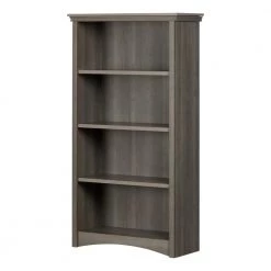 57.62 in. Gray Maple Faux Wood 4-shelf Standard Bookcase with Adjustable Shelves by South Shore
