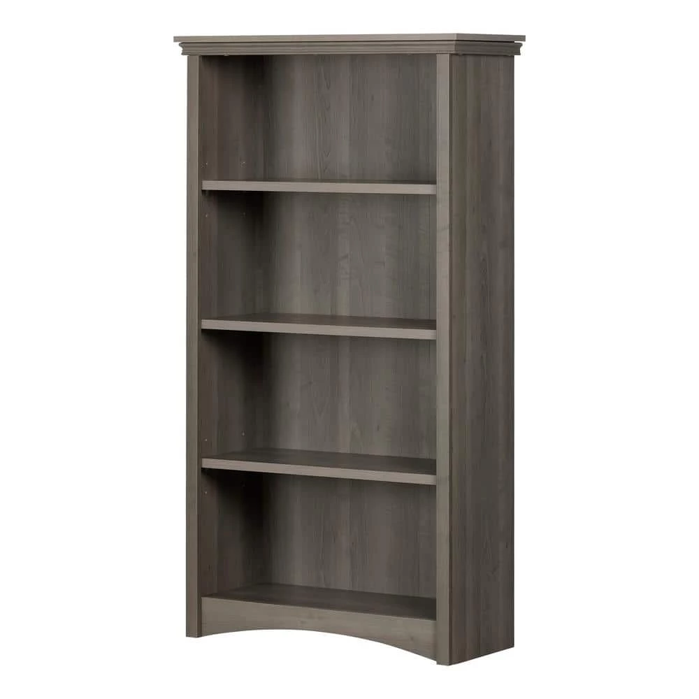 57.62 in. Gray Maple Faux Wood 4-shelf Standard Bookcase with Adjustable Shelves by South Shore 1 57.62 in. Gray Maple Faux Wood 4-shelf Standard Bookcase with Adjustable Shelves by South Shore