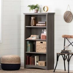 57.62 in. Gray Maple Faux Wood 4-shelf Standard Bookcase with Adjustable Shelves by South Shore 9 57.62 in. Gray Maple Faux Wood 4-shelf Standard Bookcase with Adjustable Shelves by South Shore -South Shore Shop gray maple south shore bookcases bookshelves 12205 a0 1000