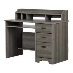 44.75 in. Gray Maple Rectangular 3 -Drawer Computer Desk with Hutch by South Shore