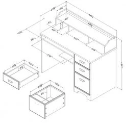 44.75 in. Gray Maple Rectangular 3 -Drawer Computer Desk with Hutch by South Shore -South Shore Shop gray maple south shore computer desks 12108 76 1000