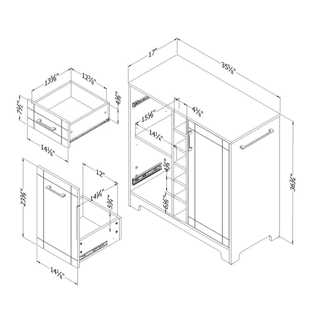 Vietti Gray Maple Buffet by South Shore 3 Vietti Gray Maple Buffet by South Shore - Image 3