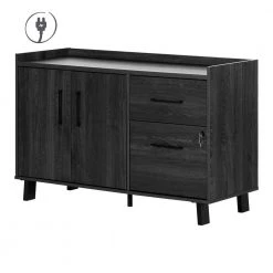 Kozack Gray Oak Accent Cabinet Credenza with 2-Drawers by South Shore