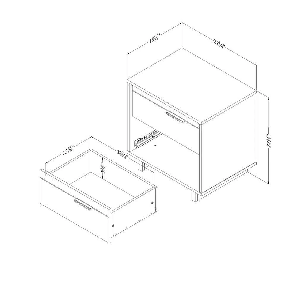 Fynn 2-Drawer Gray Oak Nightstand by South Shore 7 Fynn 2-Drawer Gray Oak Nightstand by South Shore - Image 7
