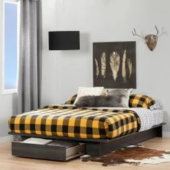 Holland Queen platform Bed, Gray Oak by South Shore -South Shore Shop gray oak south shore platform beds 10398 31 1000