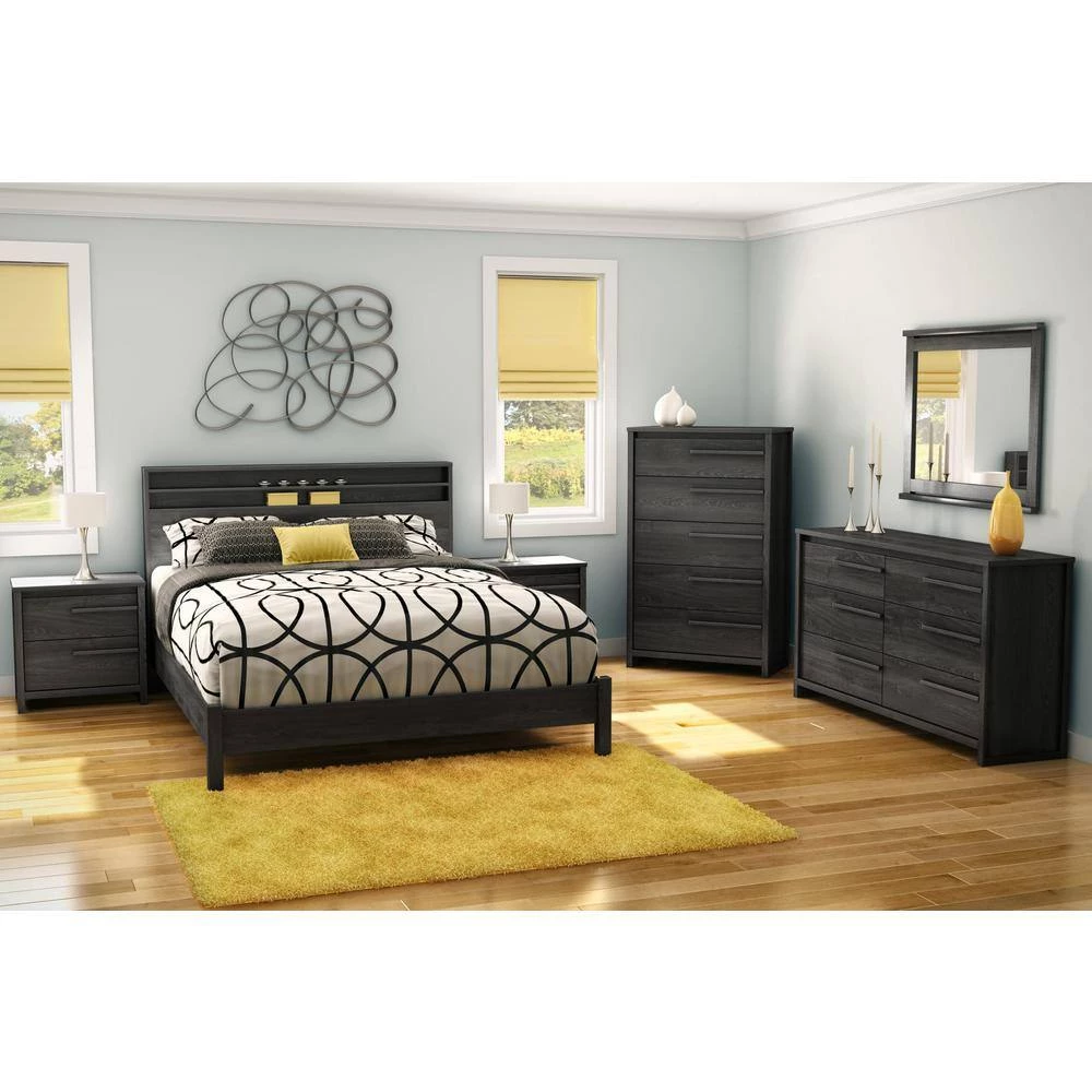 Tao Gray Oak Queen-Size Platform Bed by South Shore 6 Tao Gray Oak Queen-Size Platform Bed by South Shore - Image 6