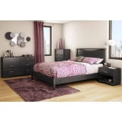 Step One Queen-Size Platform Bed in Gray Oak by South Shore
