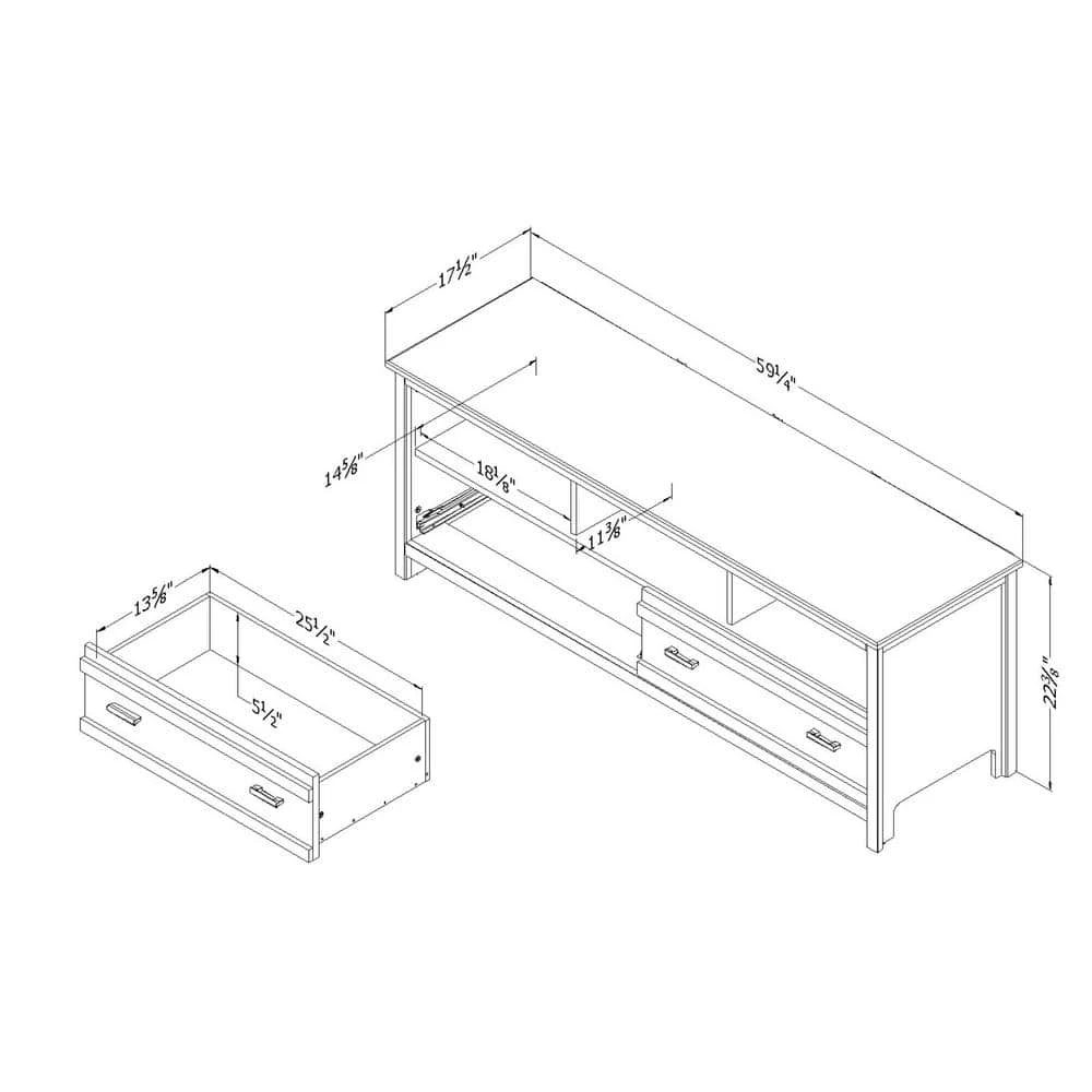 Exhibit 59 in. Gray Oak Particle Board TV Stand 60 in. by South Shore 2 Exhibit 59 in. Gray Oak Particle Board TV Stand 60 in. by South Shore - Image 2