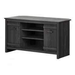 Exhibit 50-Disk Capacity Corner TV Stand in Gray Oak by South Shore