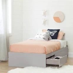Cookie 3-Drawer Soft Gray Twin-Size Storage Bed by South Shore
