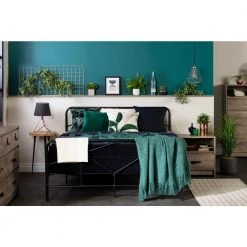 Sazena Matte Black Full Size Bed 55.75 in. W with Headboard by South Shore -South Shore Shop matte black south shore platform beds 12534 31 1000