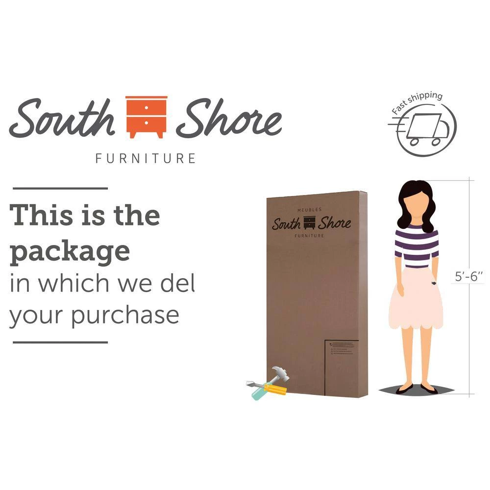 Sazena Matte Black Queen Size Bed 60.75 in. W with Headboard by South Shore 3 Sazena Matte Black Queen Size Bed 60.75 in. W with Headboard by South Shore - Image 3