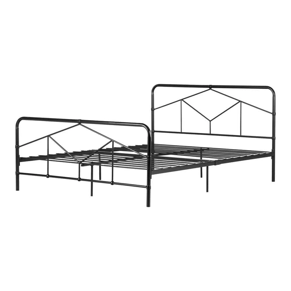 Sazena Matte Black Queen Size Bed 60.75 in. W with Headboard by South Shore 1 Sazena Matte Black Queen Size Bed 60.75 in. W with Headboard by South Shore