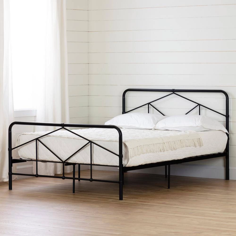 Sazena Matte Black Queen Size Bed 60.75 in. W with Headboard by South Shore 6 Sazena Matte Black Queen Size Bed 60.75 in. W with Headboard by South Shore - Image 6