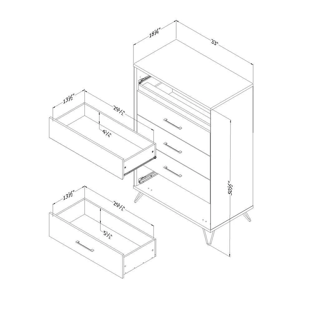 Olvyn 5-Drawer Chest Natural Walnut and Charcoal (33 in. W x 51 in. H) by South Shore 5 Olvyn 5-Drawer Chest Natural Walnut and Charcoal (33 in. W x 51 in. H) by South Shore - Image 5