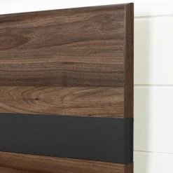 Olvyn Natural Walnut and Charcoal Queen Size Bed 63.25 in. W with Headboard by South Shore -South Shore Shop natural walnut and charcoal south shore platform beds 12143 4f 1000