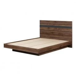Olvyn Natural Walnut and Charcoal Queen Size Bed 63.25 in. W with Headboard by South Shore