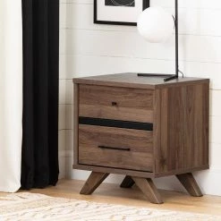 Flam 2 -Drawer Natural Walnut and Matte Black Nightstand by South Shore -South Shore Shop natural walnut and matte black south shore nightstands 11509 c3 1000
