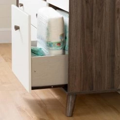 Yodi Natural Walnut and Pure White Changing Table by South Shore -South Shore Shop natural walnut and pure white south shore changing tables 12179 1f 1000