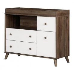 Yodi Natural Walnut and Pure White Changing Table by South Shore