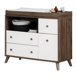 Yodi Natural Walnut and Pure White Changing Table by South Shore -South Shore Shop natural walnut and pure white south shore changing tables 12179 76 1000