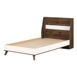 Yodi Natural Walnut and Pure White Twin Bed by South Shore
