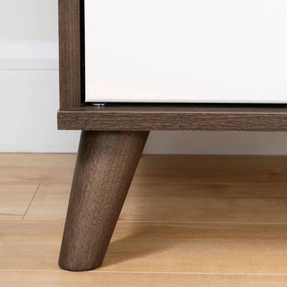 Yodi 2-Drawer Natural Walnut and Pure White Nightstand by South Shore 4 Yodi 2-Drawer Natural Walnut and Pure White Nightstand by South Shore - Image 4