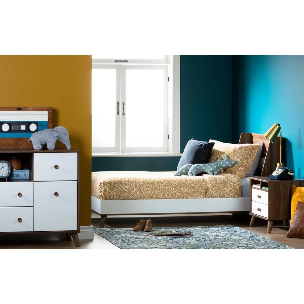 Yodi 2-Drawer Natural Walnut and Pure White Nightstand by South Shore 11 Yodi 2-Drawer Natural Walnut and Pure White Nightstand by South Shore - Image 11