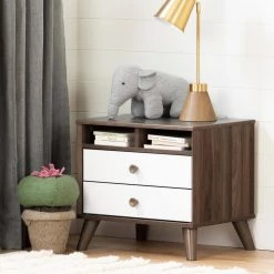 Yodi 2-Drawer Natural Walnut and Pure White Nightstand by South Shore 16 Yodi 2-Drawer Natural Walnut and Pure White Nightstand by South Shore -South Shore Shop natural walnut and pure white south shore kids nightstands 12178 c3 1000