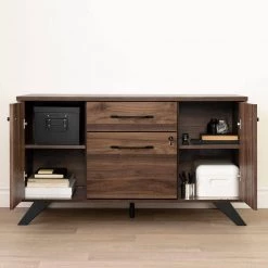 Helsy Natural Walnut Accent Cabinet Credenza with 2-Drawers by South Shore 22 Helsy Natural Walnut Accent Cabinet Credenza with 2-Drawers by South Shore -South Shore Shop natural walnut south shore accent cabinets 13310 4f 1000
