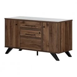 Helsy Natural Walnut Accent Cabinet Credenza with 2-Drawers by South Shore