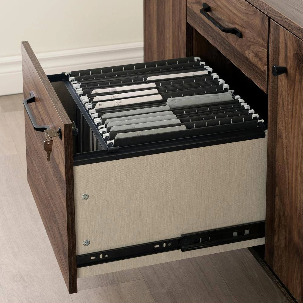 Helsy Natural Walnut Accent Cabinet Credenza with 2-Drawers by South Shore 13 Helsy Natural Walnut Accent Cabinet Credenza with 2-Drawers by South Shore - Image 13